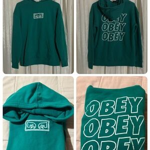 Obey Green Hoodie with Logo